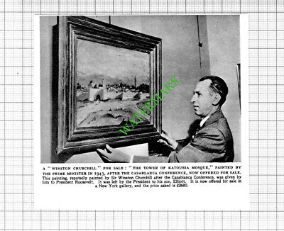 Winston Churchill Painting President Roosevelt New York - 1953 Cutting