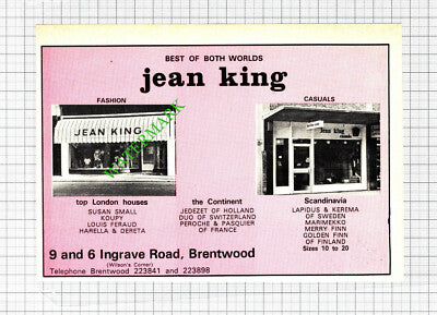 Jean King Ingrave Road Brentwood Essex Advert   - 1974 Cutting