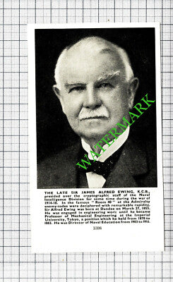 Sir James Alfred Ewing Dundee - 1930s Cutting