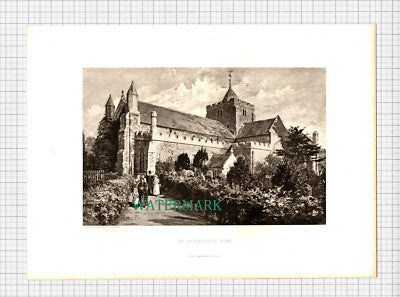 X1067) St Clements Church Rye England - c.1895 Print