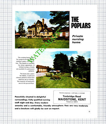 The Poplars Nursing Home Tonbridge Kent Captain JE Evans - 1971 Cutting