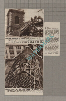 C3351) St James Church Piccadilly London Repaired After War Damage - 1950 Clip