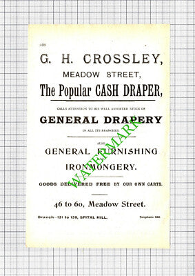 Frederick J Brindley & Sons Sheffield / GH Crossley Draper Advert - 1907 Cutting