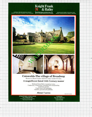 Broadway Worcestershire Cotswolds Manor House Sale Advert - 1991 Cutting