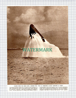 US Submarine PICKEREL Surfacing At Oahu Hawaii - 1952 Clipping