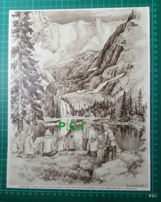 (X271) Banff School Fine Arts Painting Lake O'Hara WJ Philips Artist - 1961 Clip