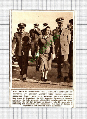 C8106) Mrs Anna M Rosenberg Major Gen Griswold Jerauld Wright - 1952 Cutting