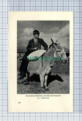 C4483) Roundstone South Connemara Ireland Boy On Donkey - 1956 Clip