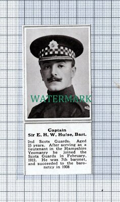 C4898) Cp Sir EHW Hulse 2nd Scots Guards Hampshire Yeo War WW1 -1915 SMALL Clip