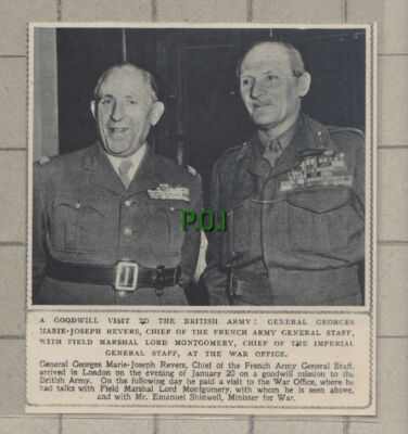 C1101) Gen Georges Marie-Joseph Revers French Army Lord Montgomery - 1948 Clip