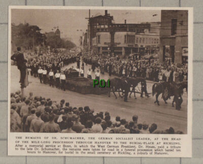 C841) Dr Schumacher German Socialist Leader Funeral Rickling Hanover - 1952