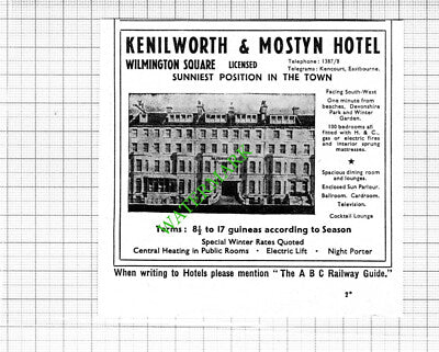 Kenilworth & Mostyn Hotel Eastbourne / York House Small Advert - 1964 Cutting
