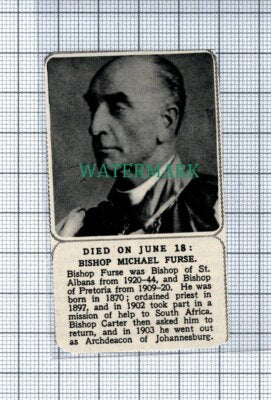C4321) Bishop Michael Furse St Albans - 1955 News Cutting