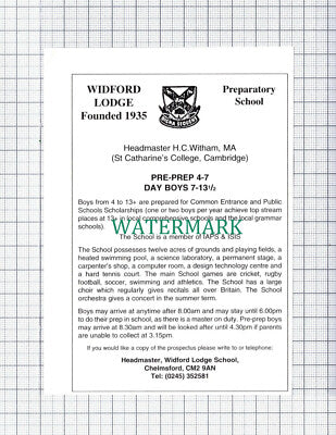 C5950) Widford Lodge Prep School Chelmsford Advert - 1994 Small Cutting