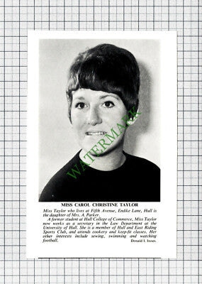 C8155) Miss Carole Christine Taylor Hull Mrs A Parker - 1967 Cutting