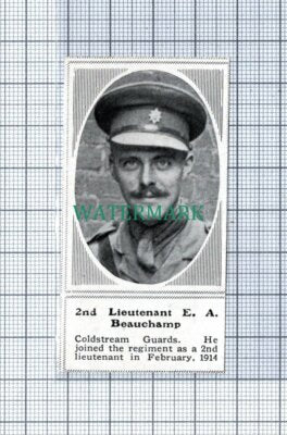 C4845) 2nd Lt E A Beauchamp Coldstream Guards - 1915 SMALL Clip