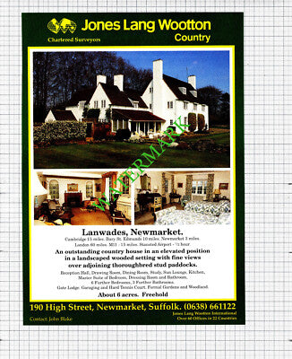 Lanwades Newmarket / Boxford Berkshire House Sale Advert -1991 Cutting