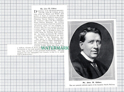 C5960) Mr John M Gibbon Canadian Pacific Railway Company - 1913 Cutting