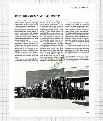 Brampton Canada Packers Inc / John Thurston Machine Ltd - 1980s Article