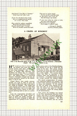 C7998) Ryecroft Chapel Cottage  Pepper Hill Mr TJD Haley - c.1962 Cutting