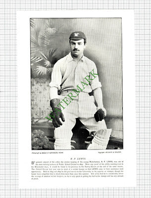 W W Read  / R P Lewis Cricket Cricketer - c.1895 Book Print