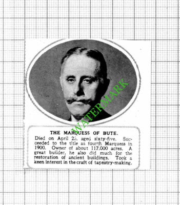 Marquess of Bute Obituary - 1947 Small Cutting