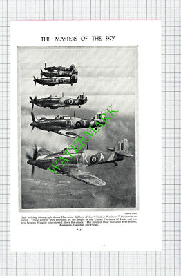Hurricane Fighter Planes United Provinces Squadron - c.1950s Cutting / Print