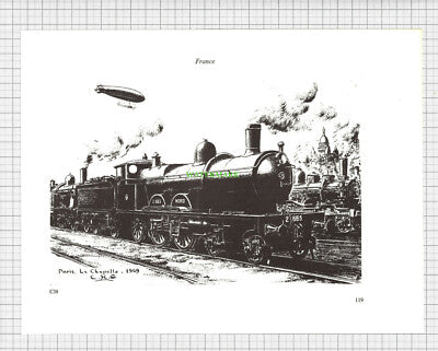 8805) La Chapelle Paris Railway Engine 2665  - c.1965 Print / Cutting