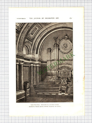 X1813) Leeds Town Hall  JD Crace & Son London  - 1894 Article