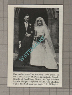 C3645) Beryl Mary Mawer Capt Richard Darwin Sharpe Wedding Cheshire Reg -1956