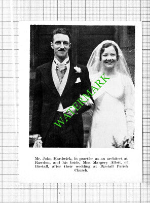 John Hardwick Rawdon Allott / Elsie Stott Wyke Robinson Thackley - 1938 Cutting