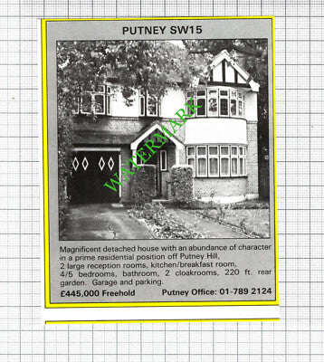Putney London House Sale Advert - 1988 Cutting