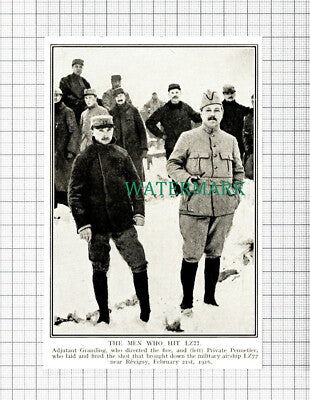 C5589) Adjutant Gramling Pennetier Airship LZ77 World War One - c.1917 Cutting