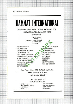 Hammat International Manchester Charles Mather  Advert - 1968 Cutting