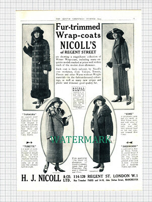 X1027) H J Nicoll's Nicolls Regent St London Advert - 1924 Cutting