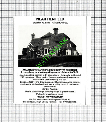 Henfield Sussex House Sale Advert - 1980 Cutting