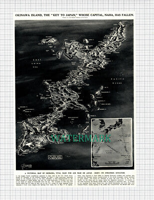 X1086) Okinawa Island Japan  US 10th Army World War 2 - 1945 Cutting