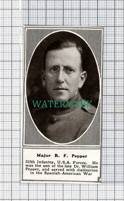 C5302) Major B F Pepper 313th Infantry USA Forces Dr William - 1918 SMALL Clip
