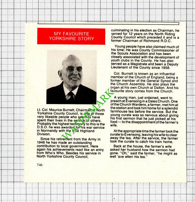 Lt Col Maurice Burnett North Yorkshire Council Dalton - 1984 Cutting