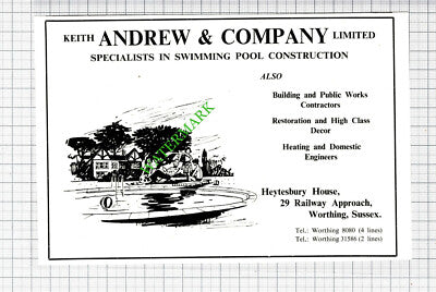 Keith Andrew & Company Ltd Worthing Sussex Swimming Pools Advert - 1965 Cutting