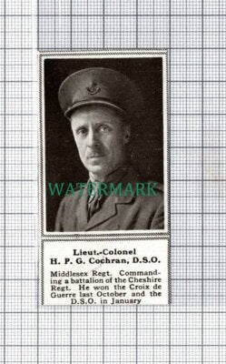 C5311) Lieut Col H P G Cochran Middlesex Regt Cheshire - 1918 SMALL Clip