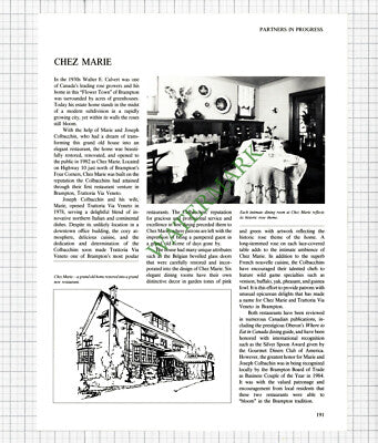 Brampton Plumbing Wendell Brown  Chez Marie Brampton Canada - 1980s Article