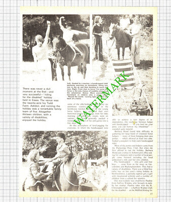 Ivy Todd Farm Ashdon Essex Mrs Barbara Hood Riding For Disabled - 1974 Article