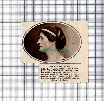C5131) Sybil Lady Eden Anthony Obituary - 1945 SMALL Clip