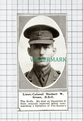 C5729) Lt Col Herbert W Green The Buffs - 1919 SMALL Clip