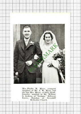 Dorothy Lee Carlton Dixon Yeadon / William Jackson Myers Guiseley 1937 Cutting