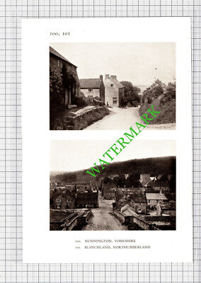 Leyburn Yorkshire / Nunnington  Blanchland Northumberland - 1932 Cutting/ Print