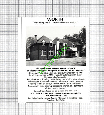 Worth Sussex House Sale Advert - 1980 Cutting
