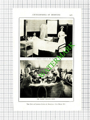 The City Of London Hospital London Internal Scenes  - c.1914 Book Print