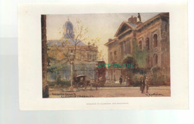 C4235) Book Print c 1900 OXFORD Entrance to Clarendon & Sheldonian
